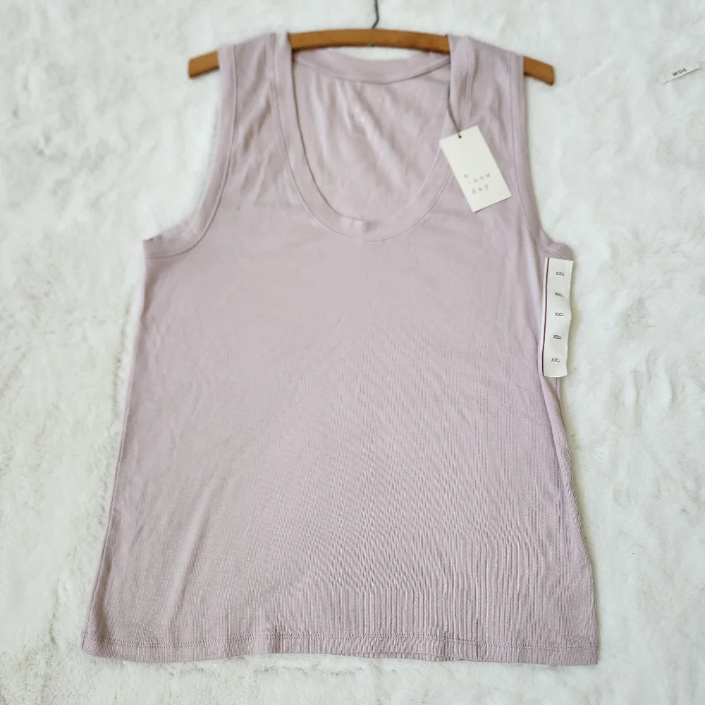 Women's Plus Size Slim Fit Rib Layer Tank Top  A New Day  Light Purple, … - Picture 4 of 9